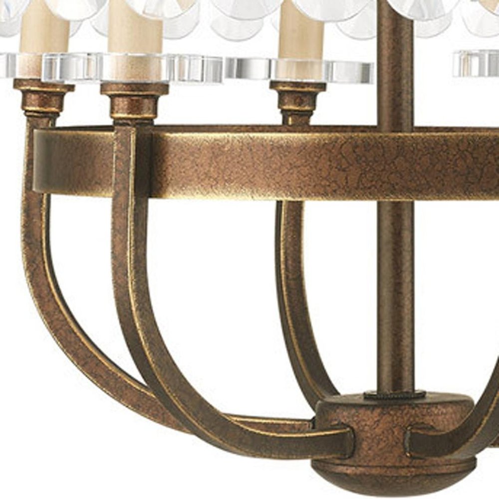 Bronze Six Light Metal Dimmable Chandelier With Shades