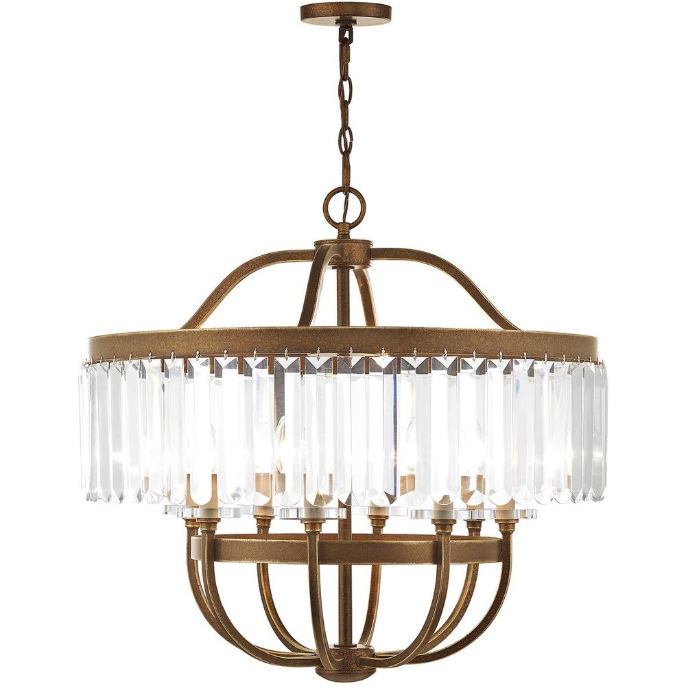 Bronze Eight Light Metal Dimmable Chandelier With Shades