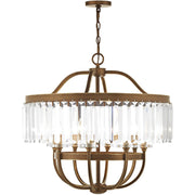Bronze Eight Light Metal Dimmable Chandelier With Shades