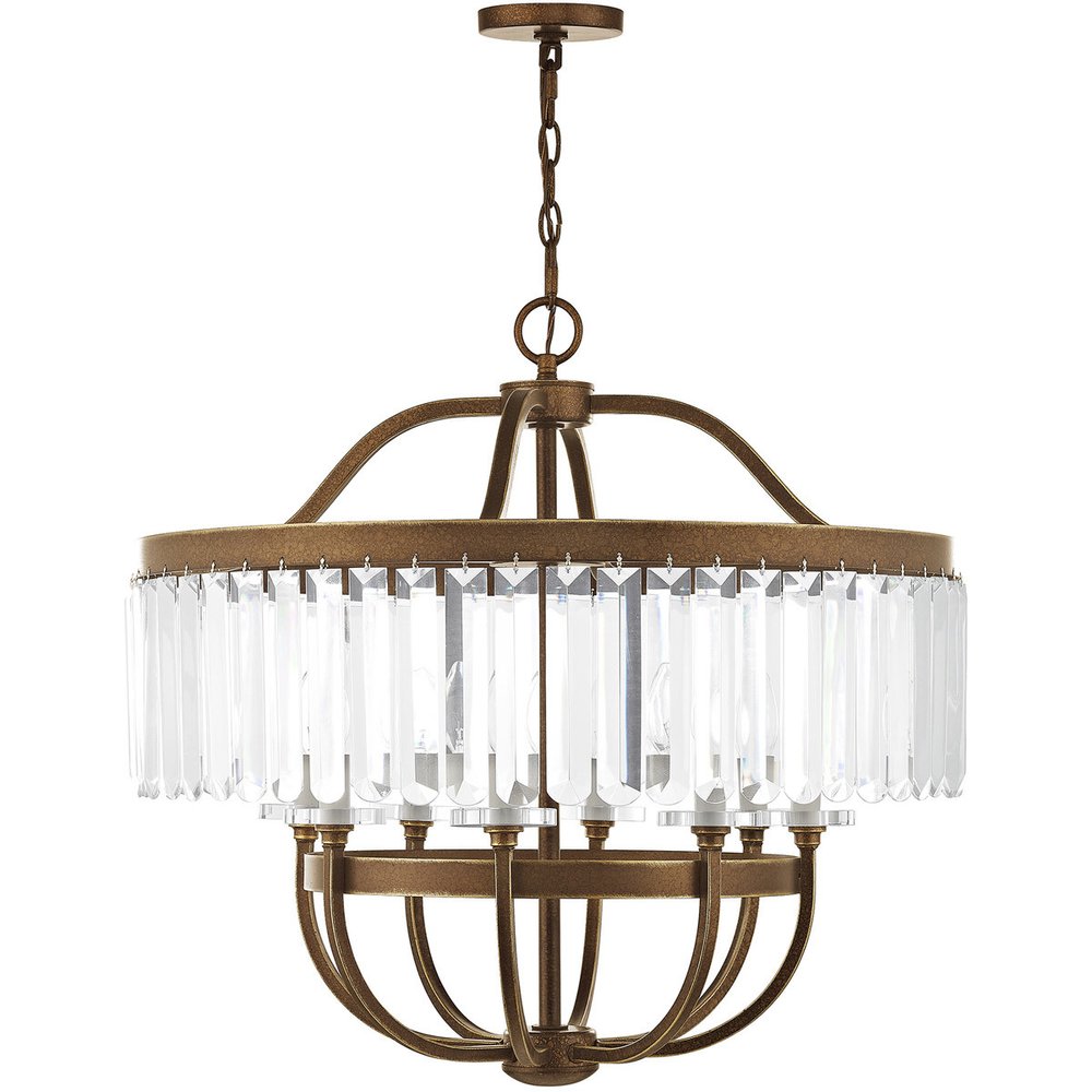 Bronze Eight Light Metal Dimmable Chandelier With Shades