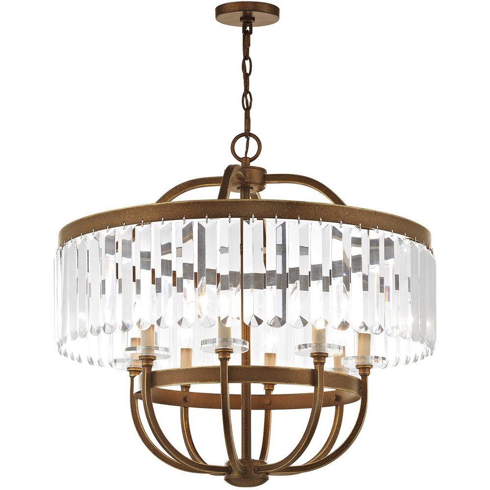 Bronze Eight Light Metal Dimmable Chandelier With Shades