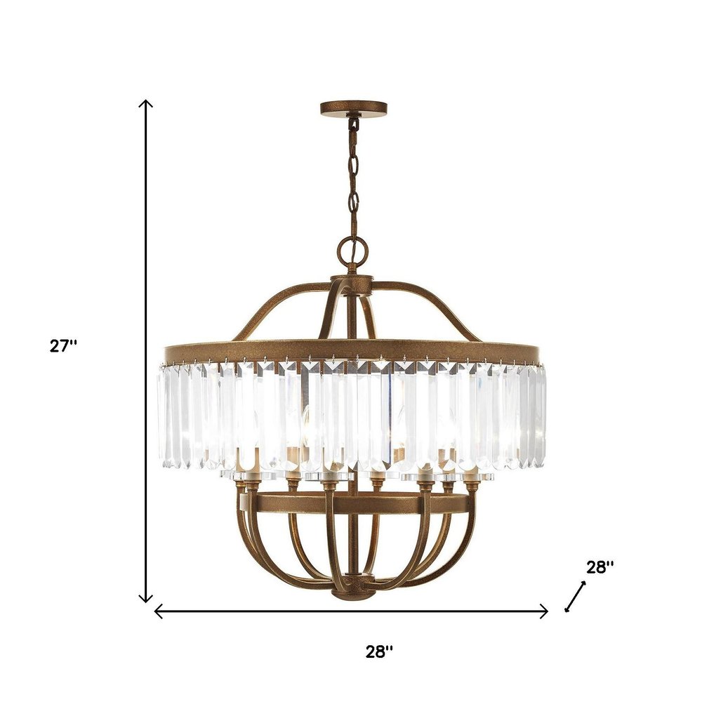 Bronze Eight Light Metal Dimmable Chandelier With Shades