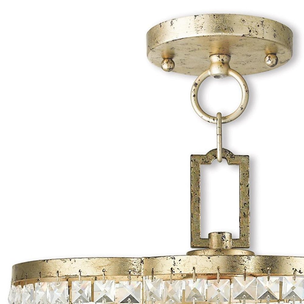Gold Four Light Metal Dimmable Chandelier With Shades