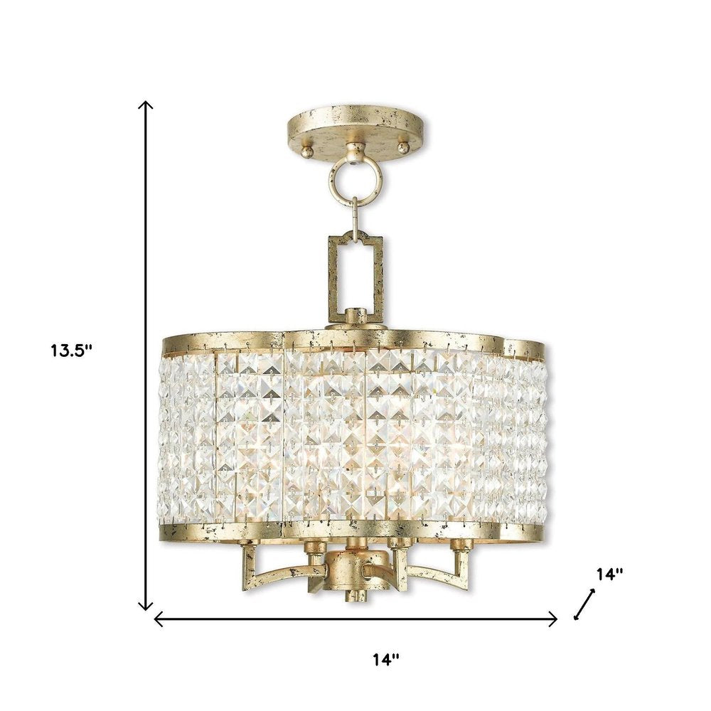 Gold Four Light Metal Dimmable Chandelier With Shades