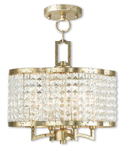Gold Four Light Metal Dimmable Chandelier With Shades
