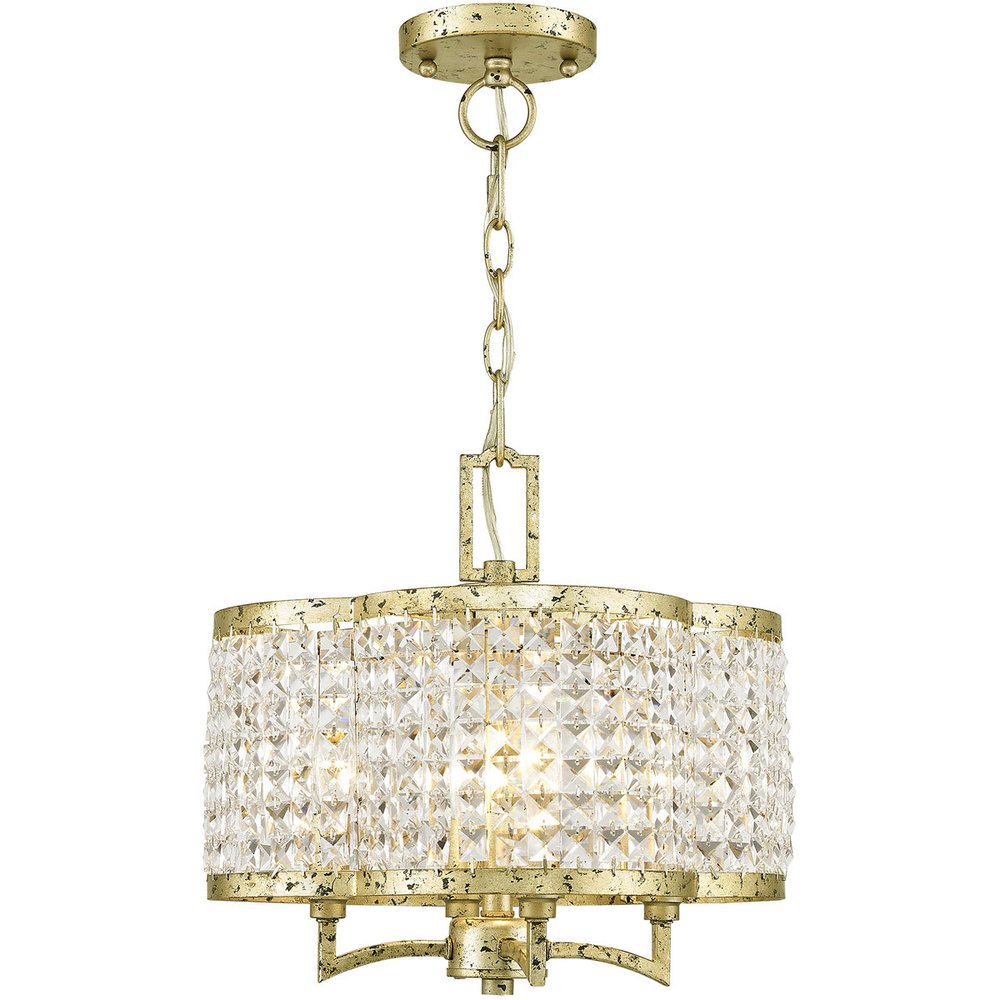 Gold Four Light Metal Dimmable Chandelier With Shades