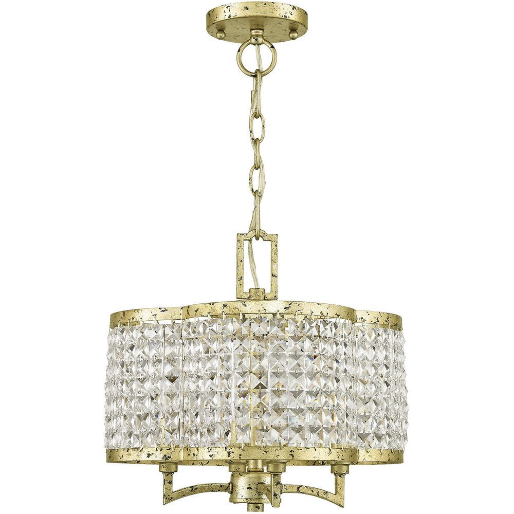 Gold Four Light Metal Dimmable Chandelier With Shades