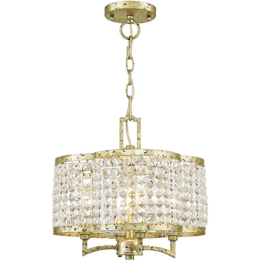 Gold Four Light Metal Dimmable Chandelier With Shades