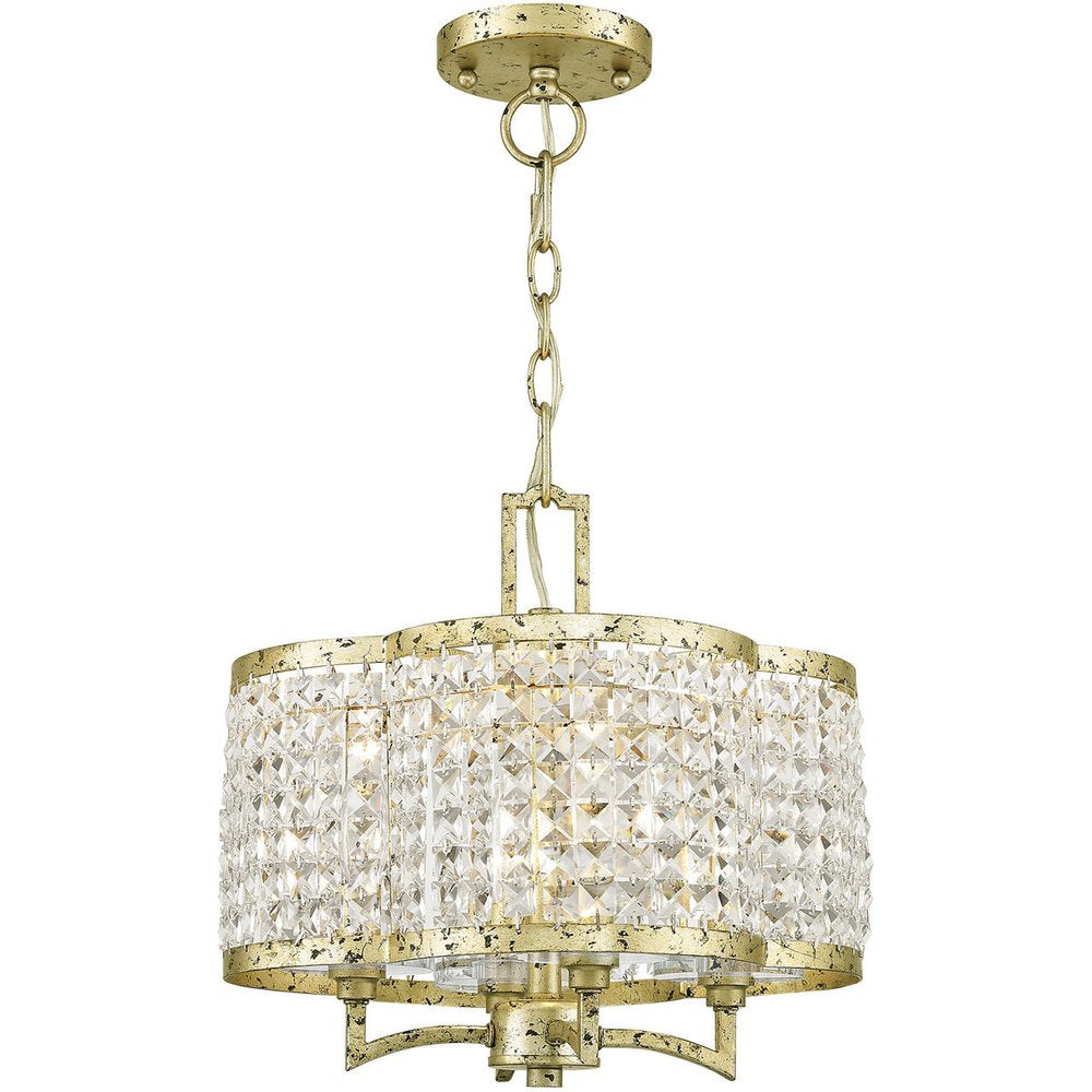 Gold Four Light Metal Dimmable Chandelier With Shades