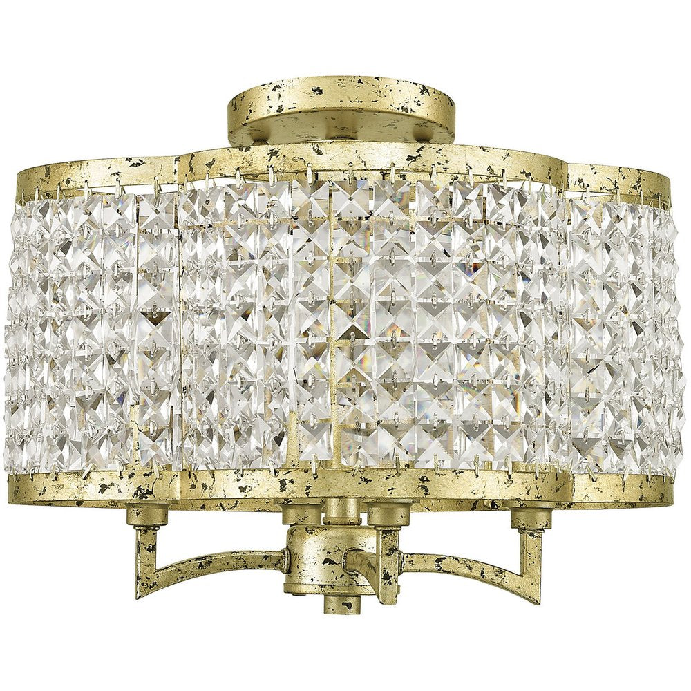 Gold Four Light Metal Dimmable Chandelier With Shades