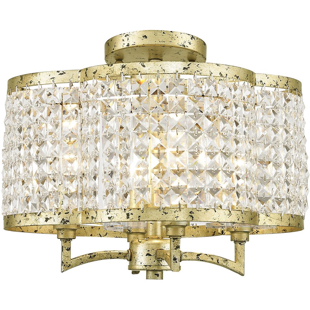 Gold Four Light Metal Dimmable Chandelier With Shades