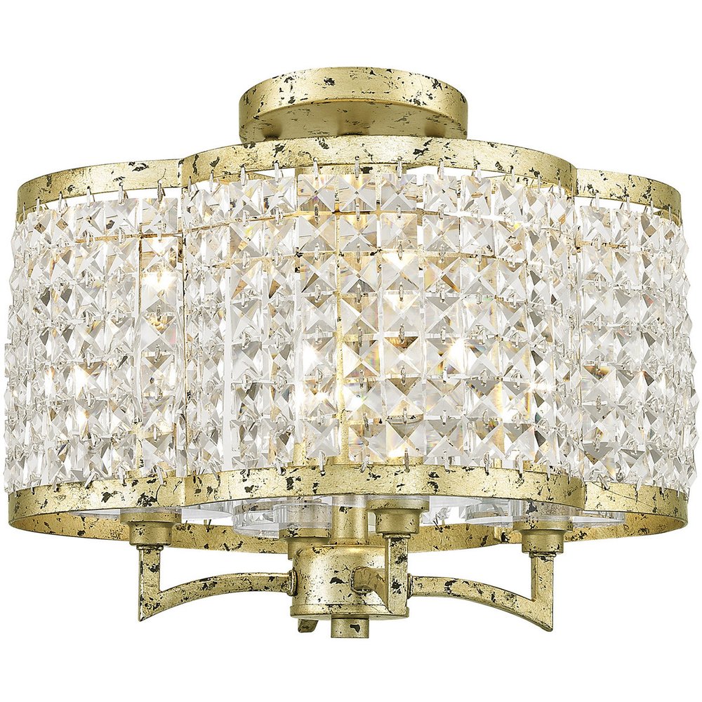 Gold Four Light Metal Dimmable Chandelier With Shades