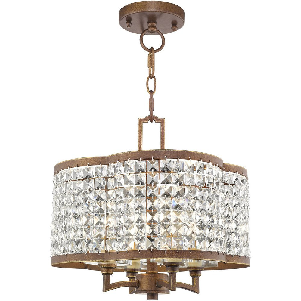 Bronze Four Light Metal Dimmable Chandelier With Shades