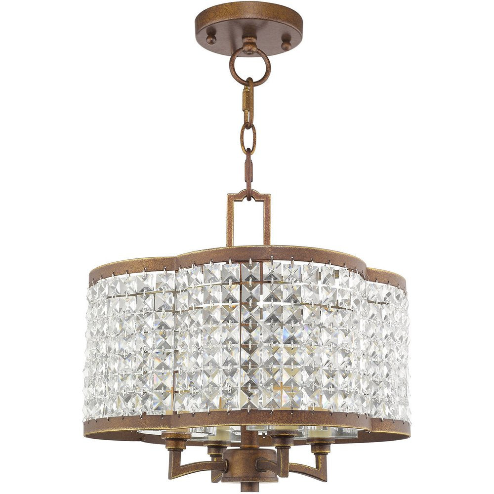 Bronze Four Light Metal Dimmable Chandelier With Shades