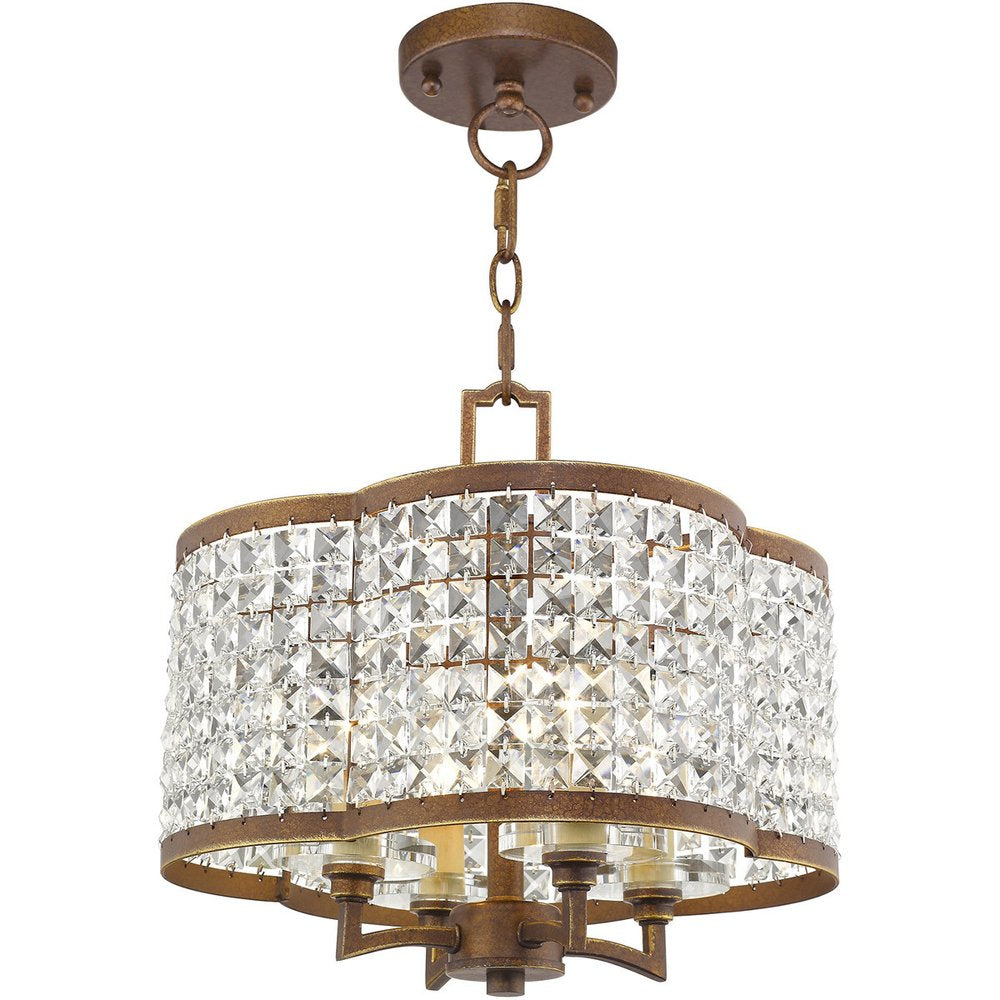 Bronze Four Light Metal Dimmable Chandelier With Shades
