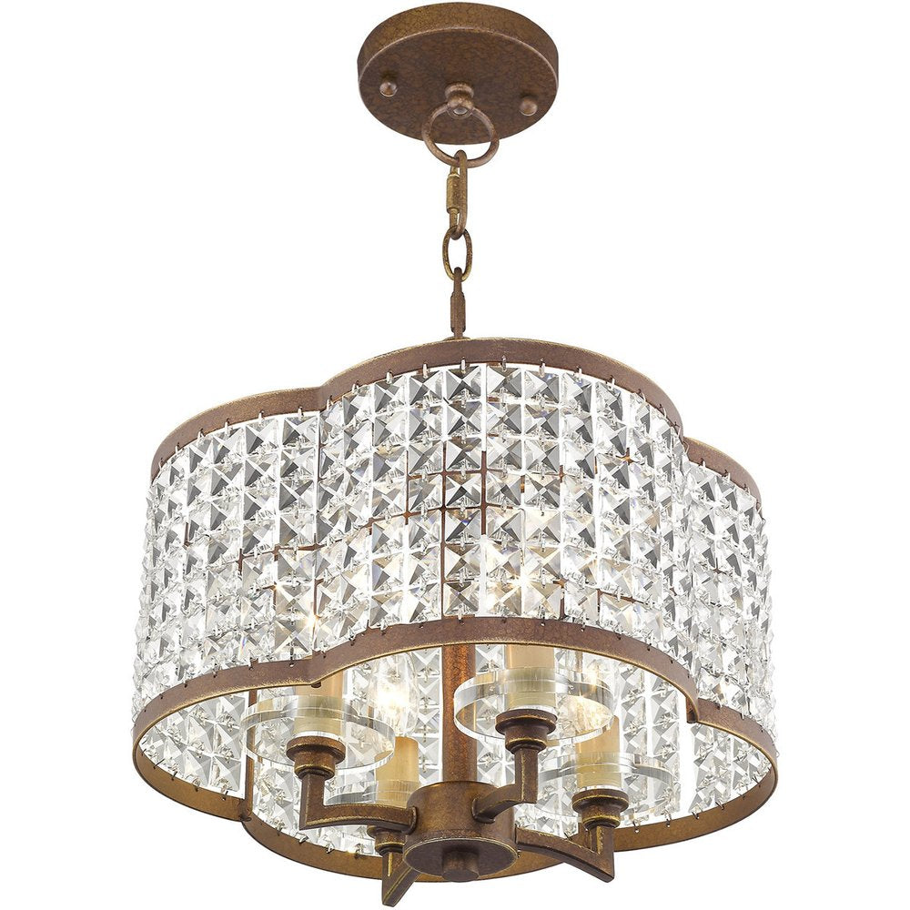Bronze Four Light Metal Dimmable Chandelier With Shades