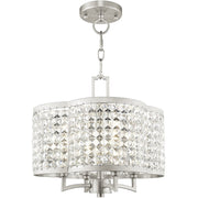 Nickel Four Light Metal Dimmable Chandelier With Shades