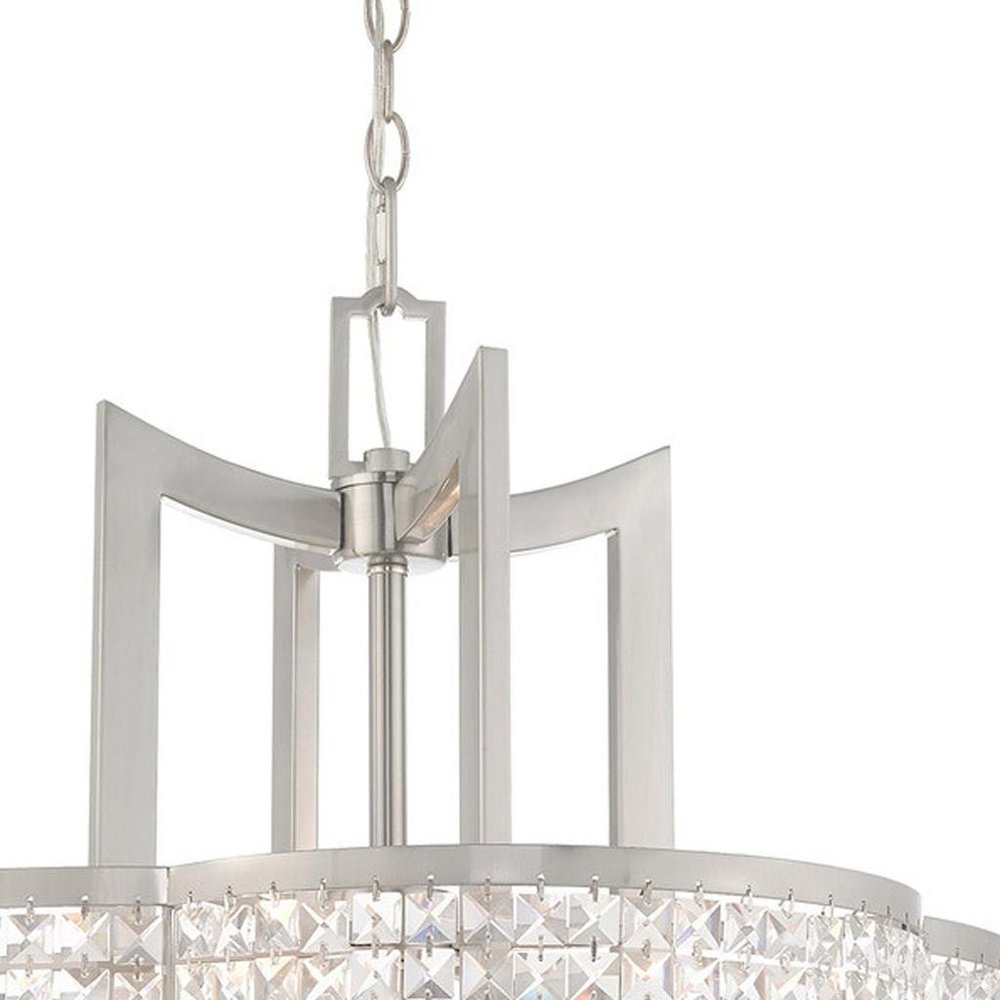Nickel Four Light Metal Dimmable Chandelier With Shades