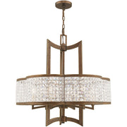 Bronze Six Light Metal Dimmable Chandelier With Shades