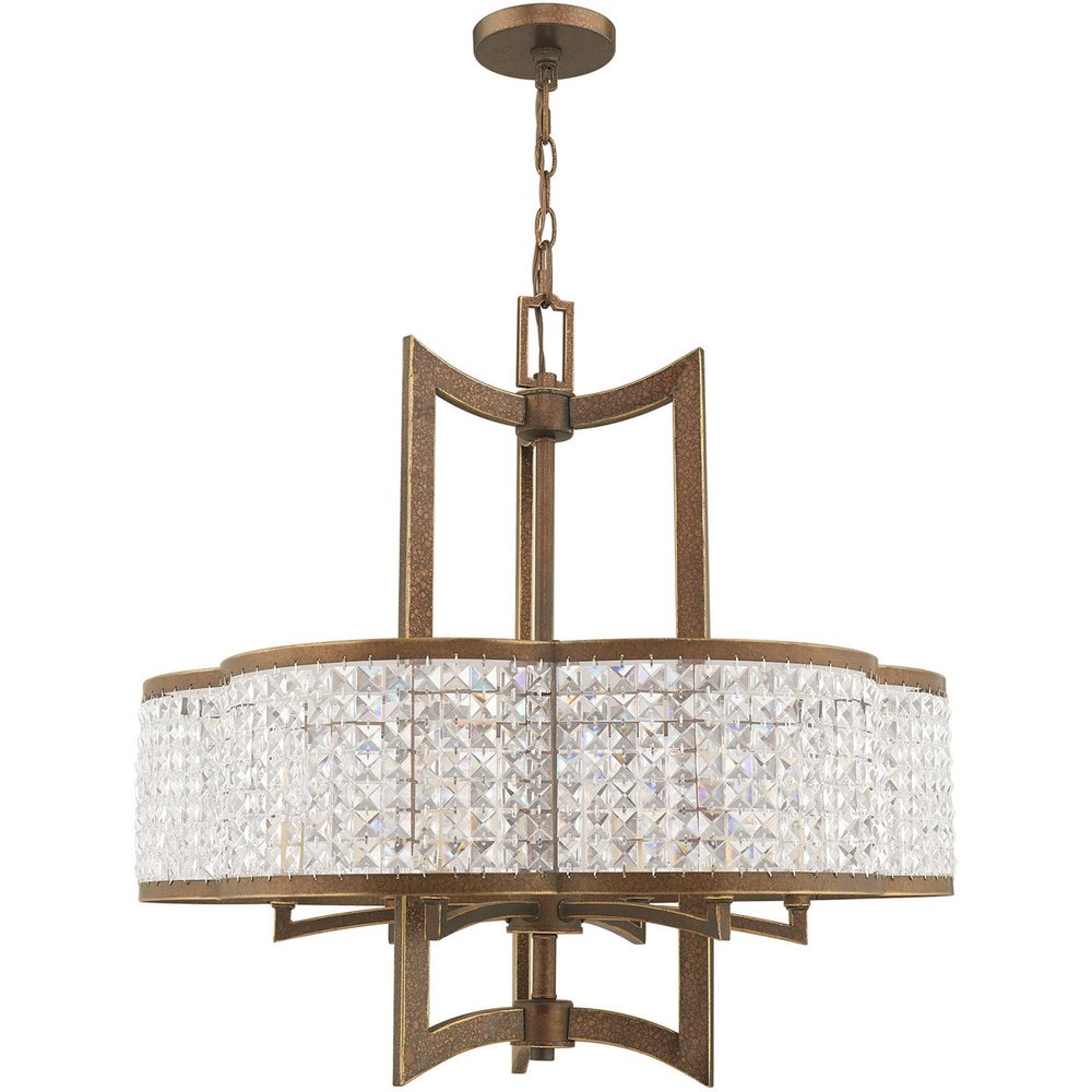 Bronze Six Light Metal Dimmable Chandelier With Shades