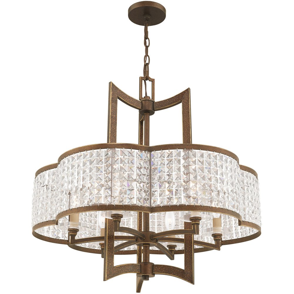 Bronze Six Light Metal Dimmable Chandelier With Shades