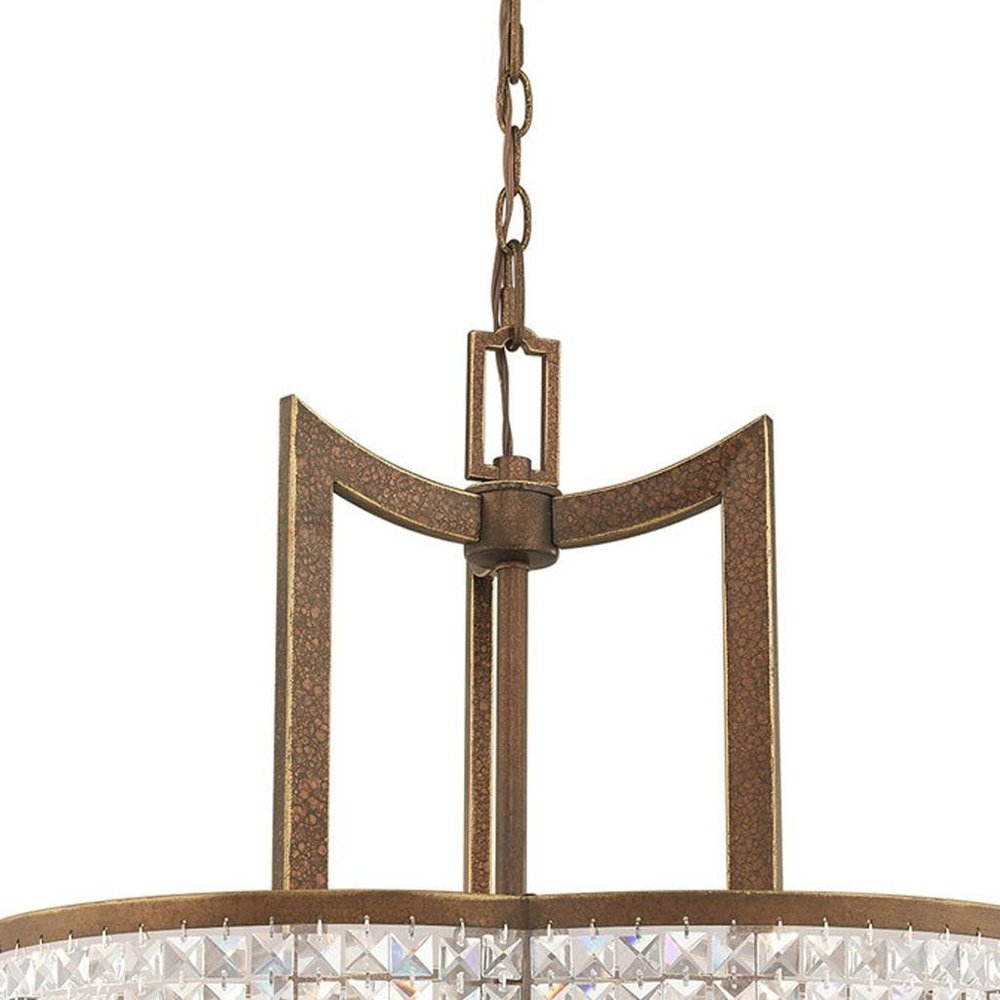 Bronze Six Light Metal Dimmable Chandelier With Shades