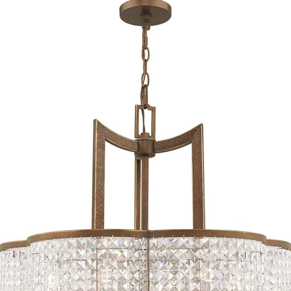 Bronze Six Light Metal Dimmable Chandelier With Shades