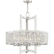 Nickel Six Light Metal Dimmable Chandelier With Shades