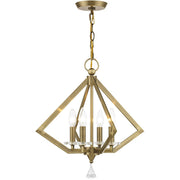 Antiqued Brass Four Light Metal Dimmable Chandelier With Shades