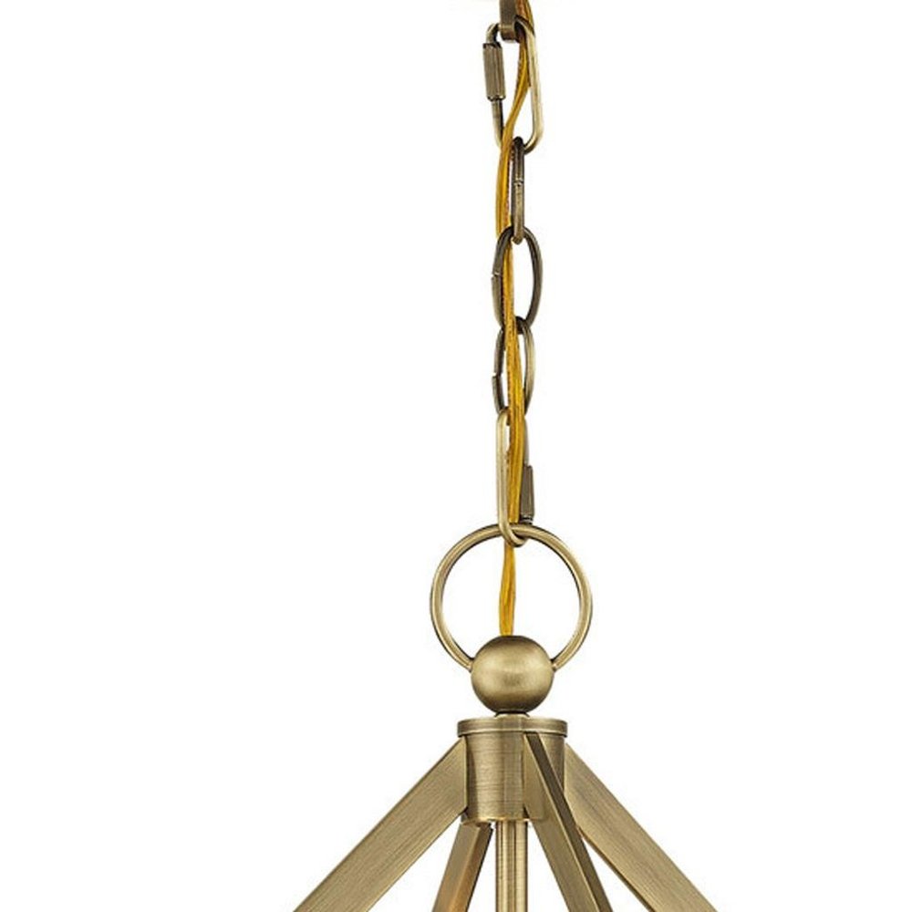 Antiqued Brass Four Light Metal Dimmable Chandelier With Shades