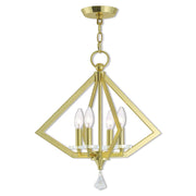 Brass Four Light Metal Dimmable Chandelier With Shades