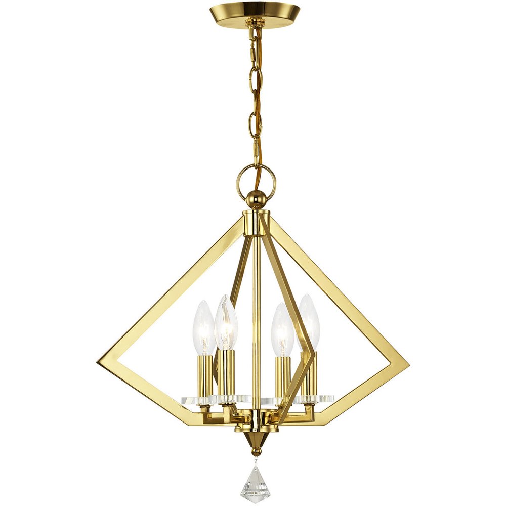 Brass Four Light Metal Dimmable Chandelier With Shades