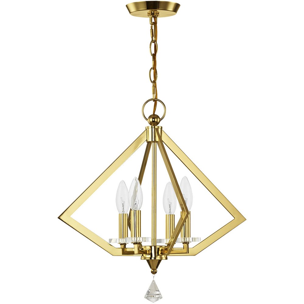 Brass Four Light Metal Dimmable Chandelier With Shades