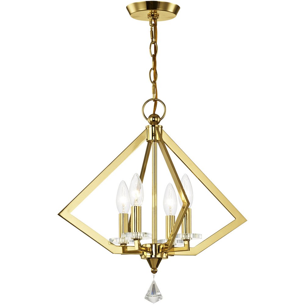 Brass Four Light Metal Dimmable Chandelier With Shades