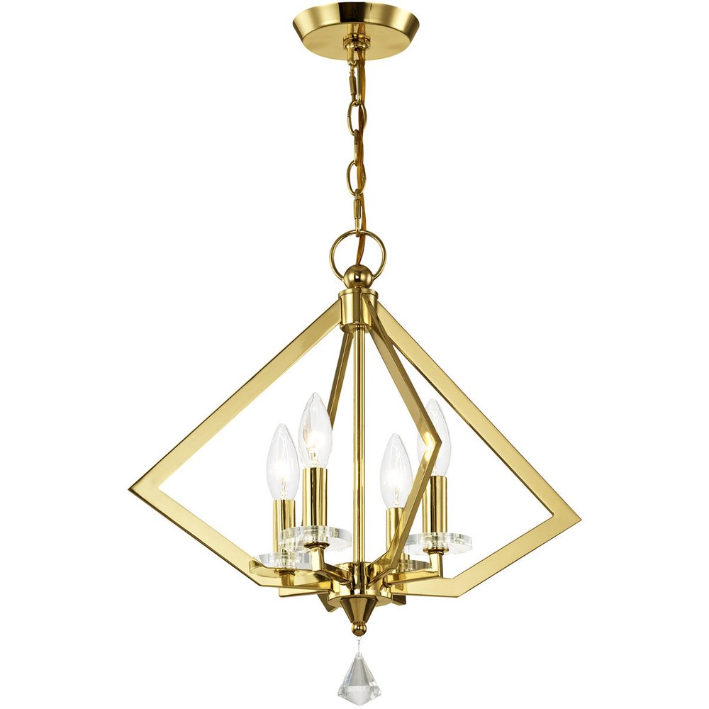 Brass Four Light Metal Dimmable Chandelier With Shades