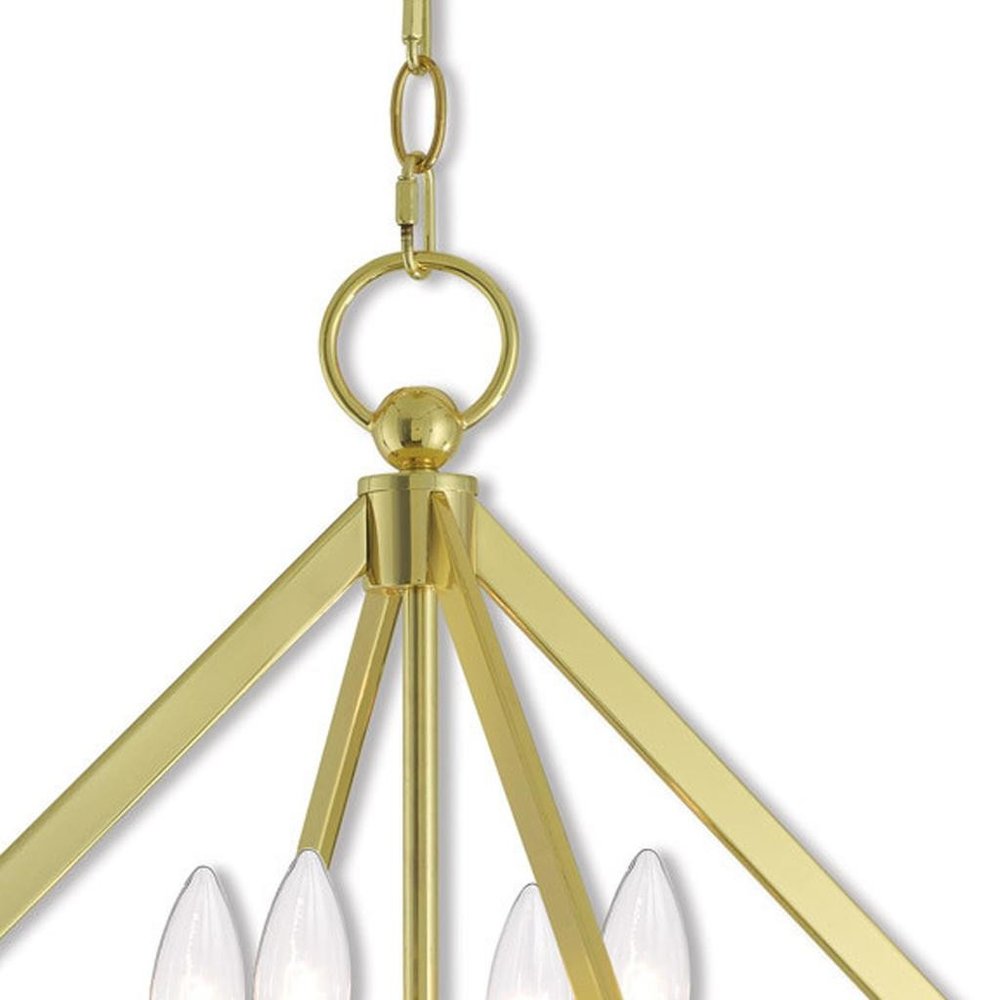 Brass Four Light Metal Dimmable Chandelier With Shades