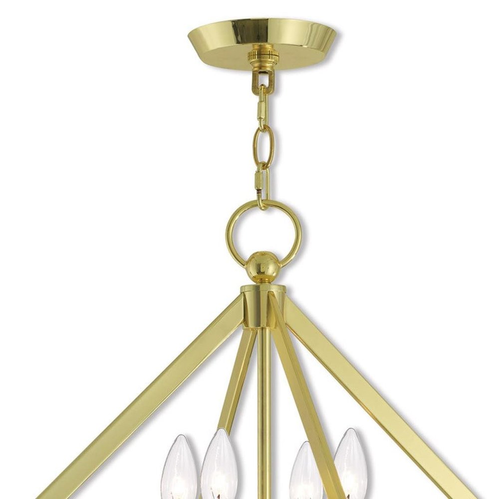 Brass Four Light Metal Dimmable Chandelier With Shades