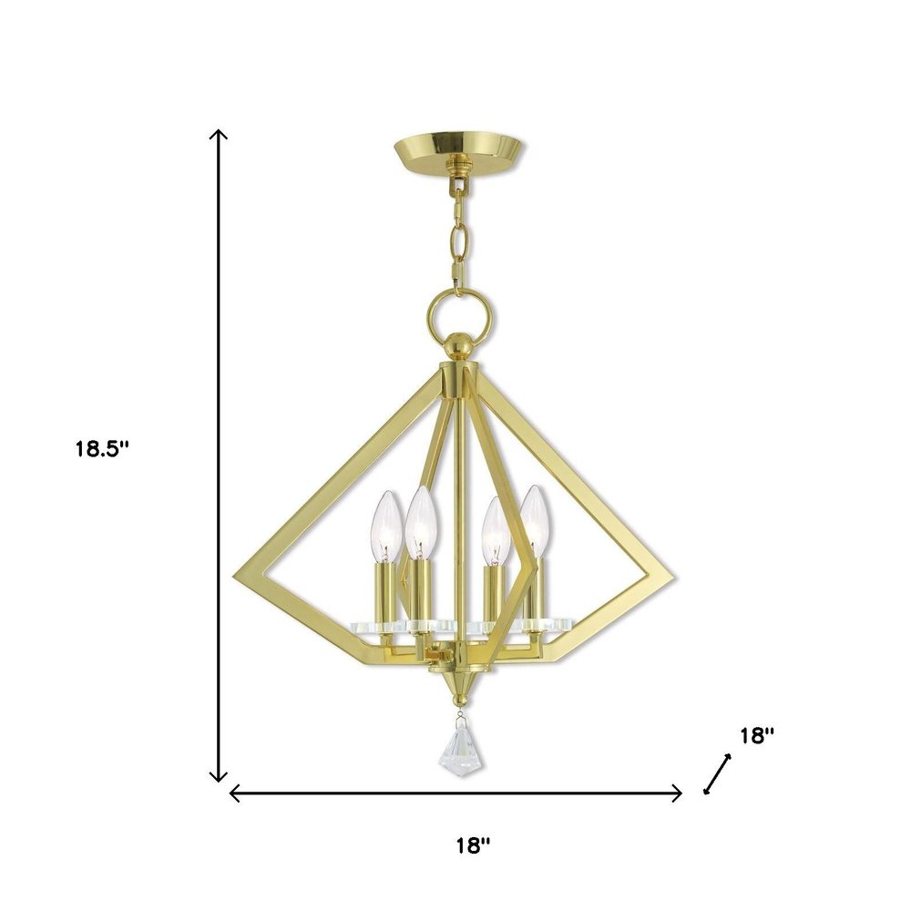 Brass Four Light Metal Dimmable Chandelier With Shades