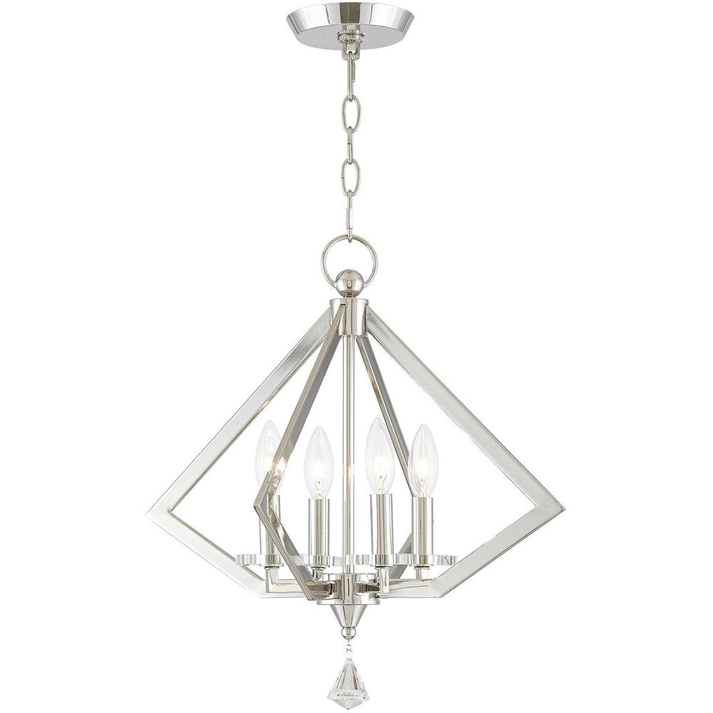 Nickel Four Light Metal Dimmable Chandelier With Shades