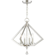 Nickel Four Light Metal Dimmable Chandelier With Shades