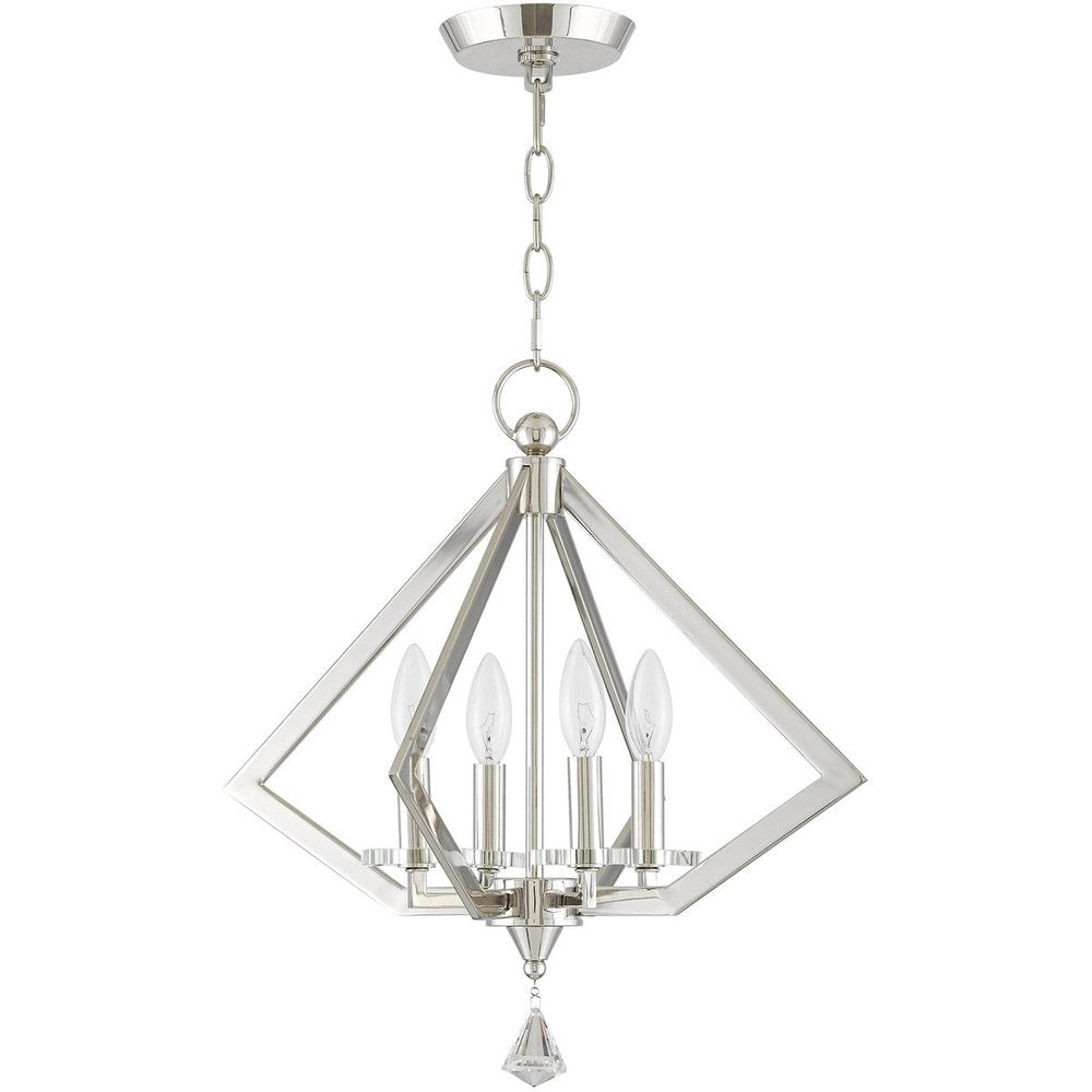 Nickel Four Light Metal Dimmable Chandelier With Shades