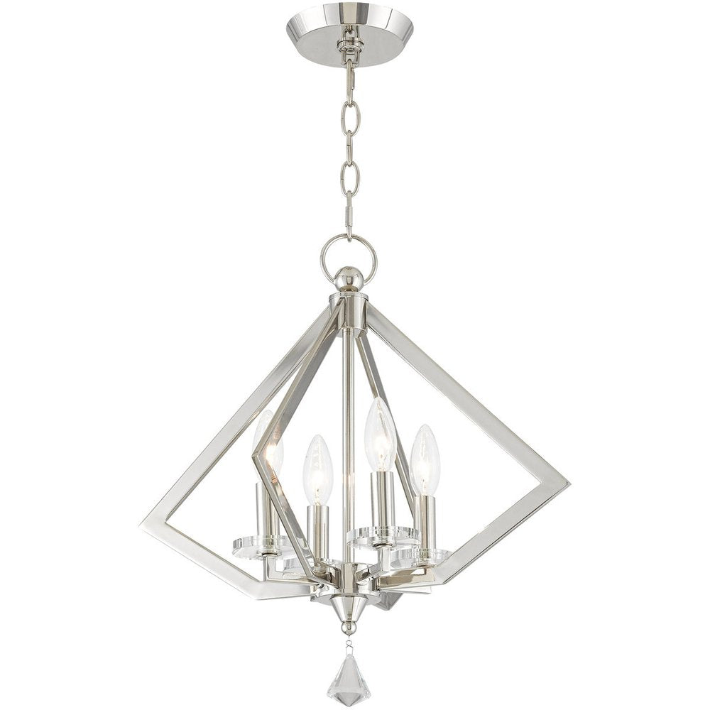 Nickel Four Light Metal Dimmable Chandelier With Shades
