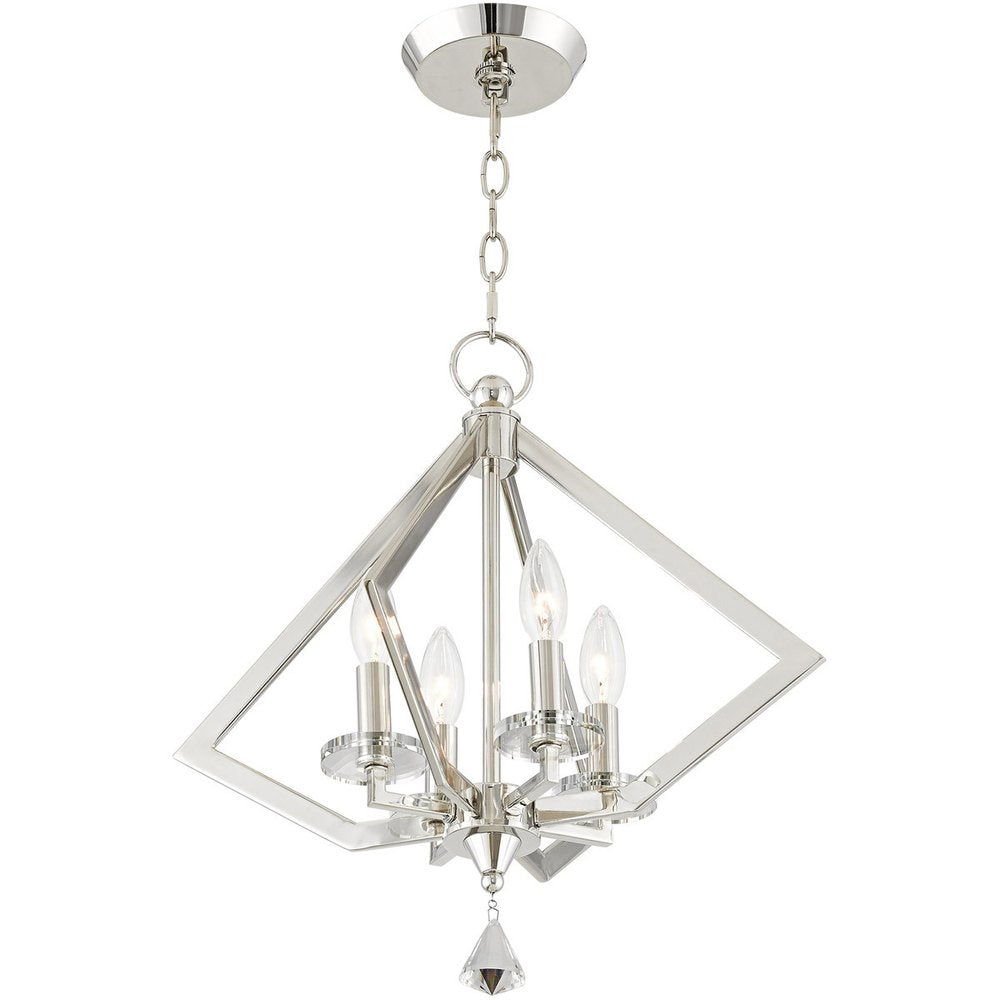 Nickel Four Light Metal Dimmable Chandelier With Shades