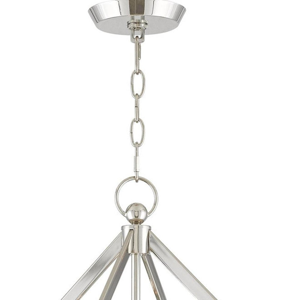 Nickel Four Light Metal Dimmable Chandelier With Shades