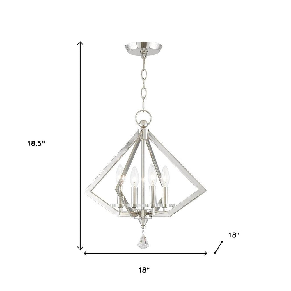 Nickel Four Light Metal Dimmable Chandelier With Shades