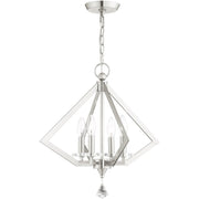 Nickel Four Light Metal Dimmable Chandelier With Shades