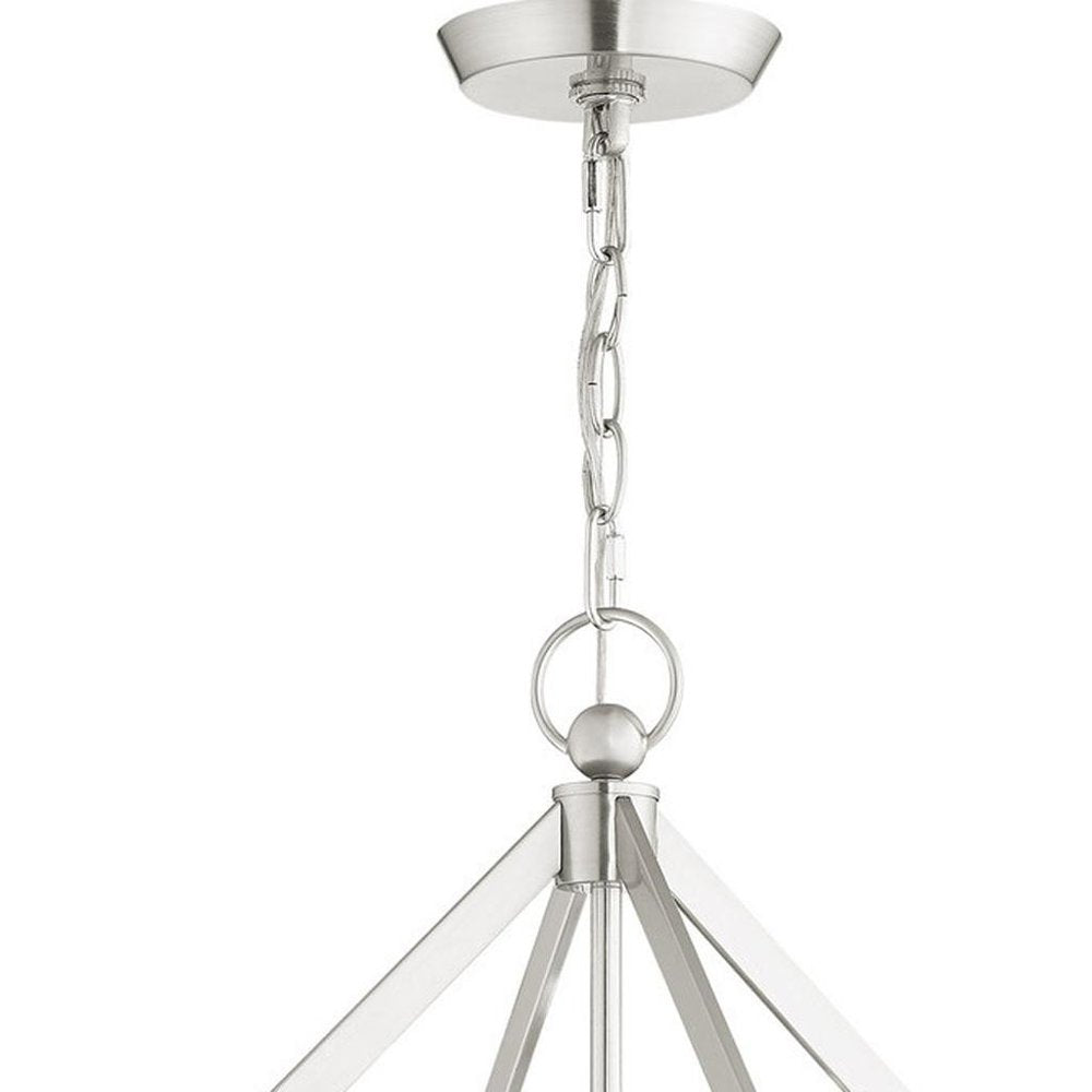 Nickel Four Light Metal Dimmable Chandelier With Shades