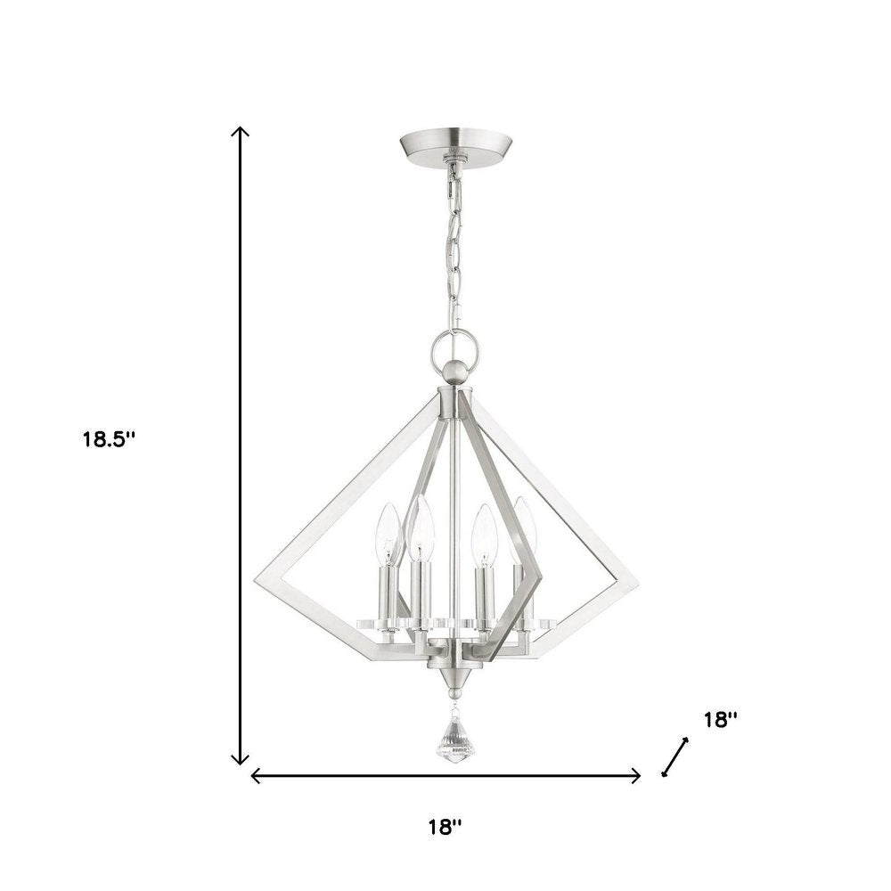 Nickel Four Light Metal Dimmable Chandelier With Shades