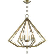 Antiqued Brass Six Light Metal Dimmable Chandelier With Shades