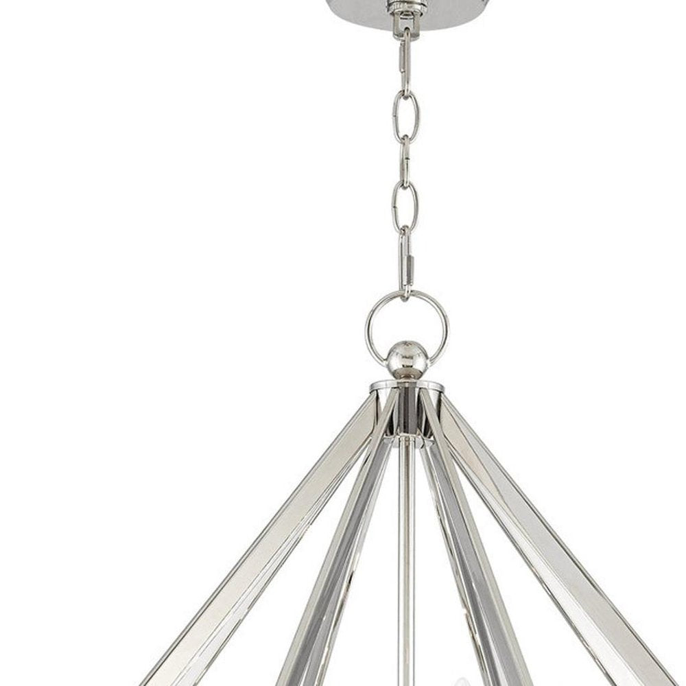 Nickel Six Light Metal Dimmable Chandelier With Shades